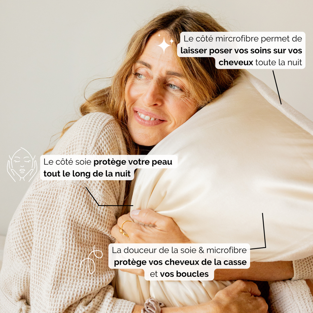 Taie d'oreiller en soie et microfibre