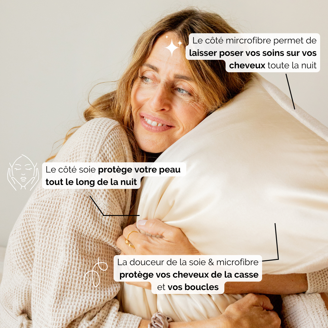 Taie d'oreiller en soie et microfibre