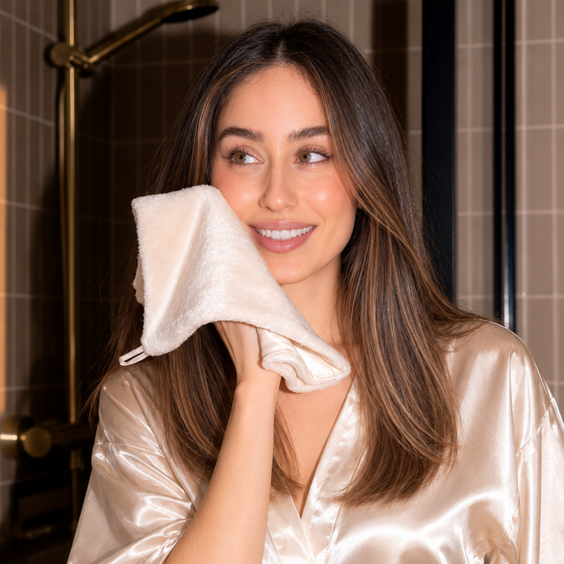 Serviette visage soie microfibre